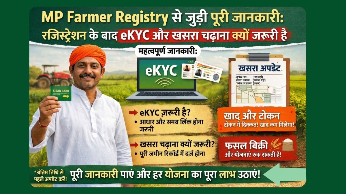 MP Farmer Registry से जुड़ी पूरी जानकारी: रजिस्ट्रेशन के बाद eKYC और खसरा चढ़ाना क्यों जरूरी है