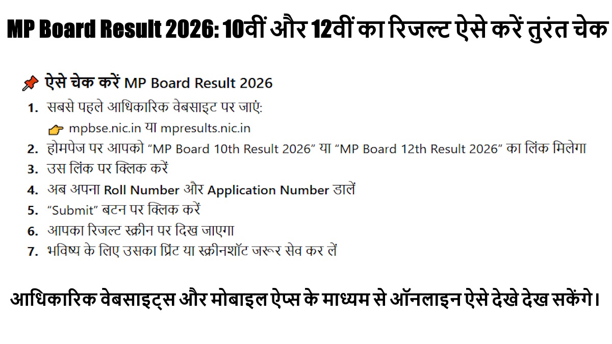 MP Board Result 2026: 10वीं और 12वीं का रिजल्ट ऐसे करें तुरंत चेक